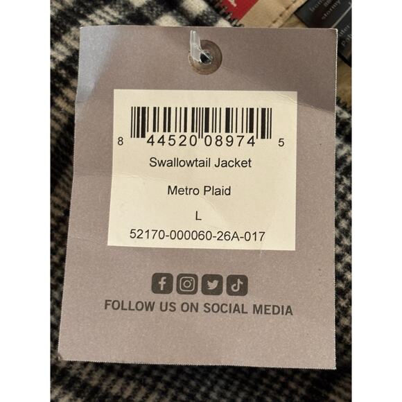 Stormy Kromer Jacket Womens L Metro Wool Sherpa Swallowtail Black White Plaid - Picture 5 of 16